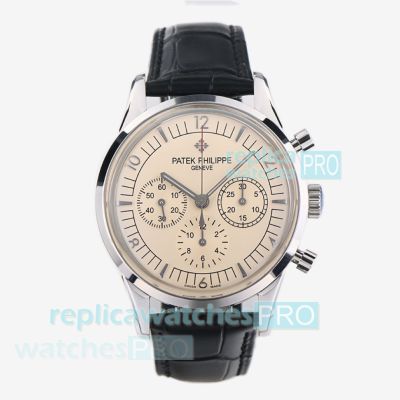 Swiss Replica TW Factory Patek Philippe Complications Beige Dial 7750 Chronograph Watch 